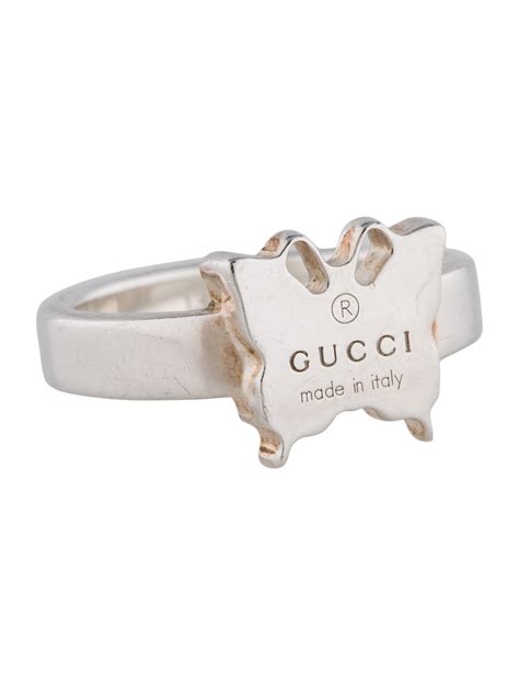 gucci logo butterfly ring|gucci sterling ring.